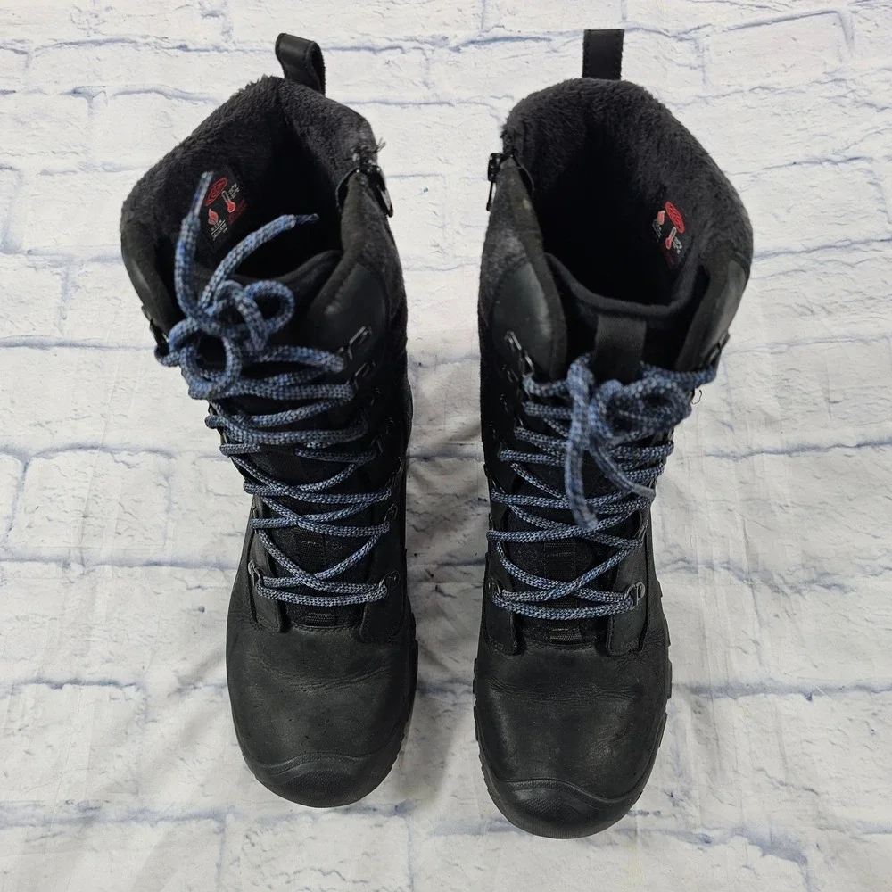 KEEN Greta Tall Winter Boots WOMEN 9 Black Waterproof Insulated Leather Wool